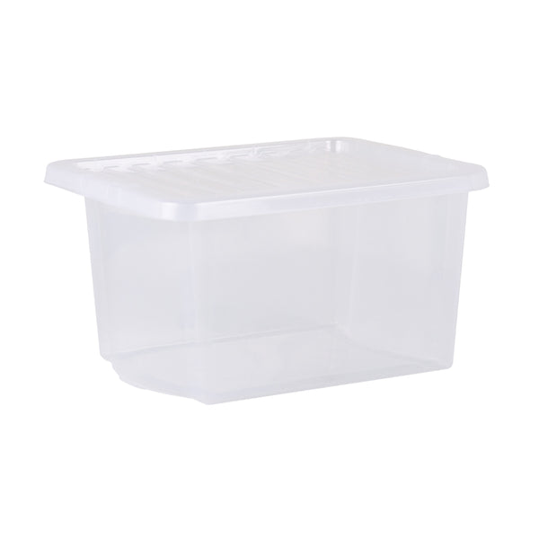 Wham Crystal 28L Storage Box with Detachable Ribbed Lid Clear