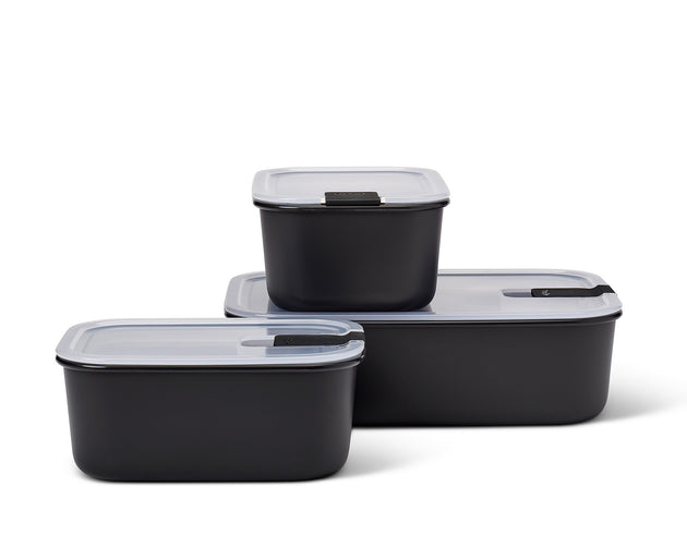 Mepal EasyClip Large 3-Piece Food Storage Box Set Nordic Black