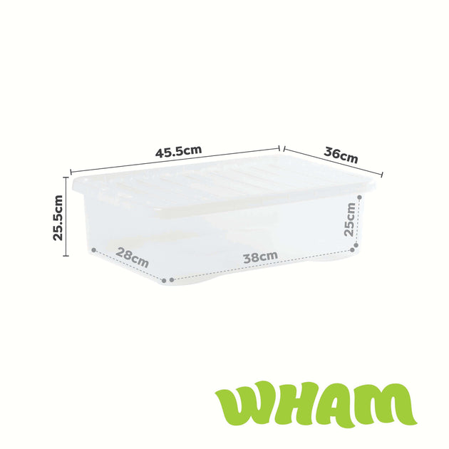 Wham Crystal 32L Underbed Plastic Storage Box with Lid