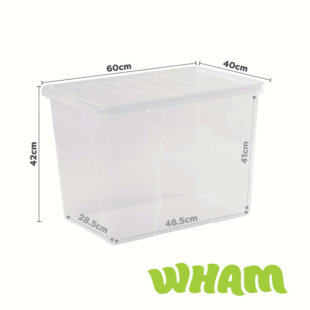 Wham Crystal 80L Storage Box with Detachable Ribbed Lid