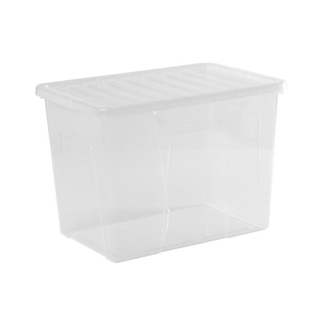Wham Crystal 80L Storage Box with Detachable Ribbed Lid Clear