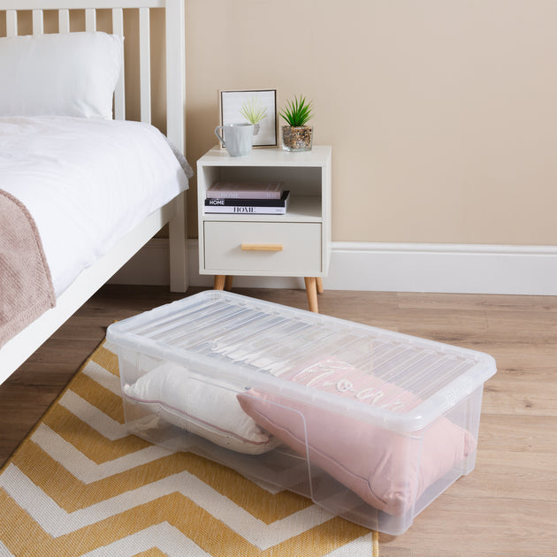 Wham Crystal 62L Underbed Plastic Storage Box with Lid