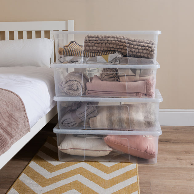 Wham Crystal 62L Underbed Plastic Storage Box with Lid