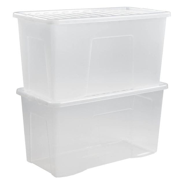 Wham Crystal 110L Storage Box with Detachable Ribbed Lid Pack of 2