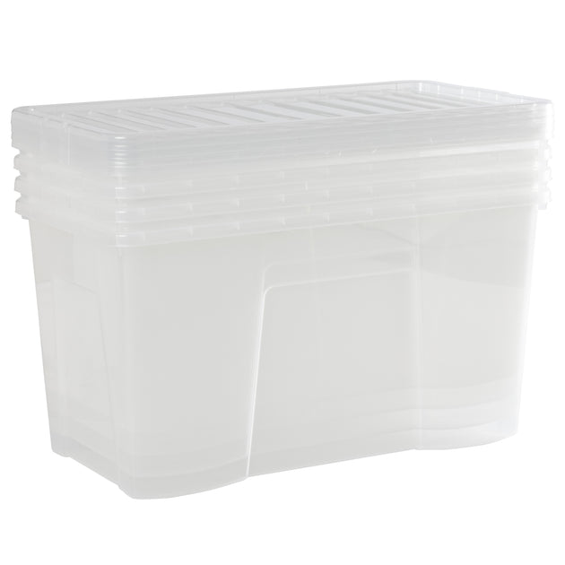 Wham Crystal 110L Storage Box with Detachable Ribbed Lid Pack of 4