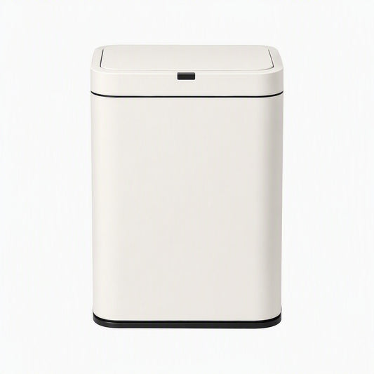 13L Stainless Steel Lift Top Sensor Bin Cream