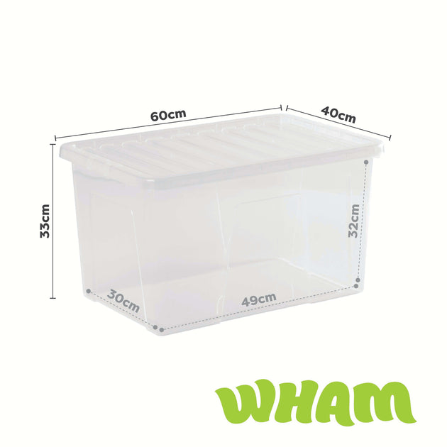 Wham Crystal 60L Storage Box with Detachable Ribbed Lid