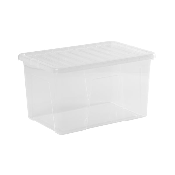 Wham Crystal 60L Storage Box with Detachable Ribbed Lid Clear