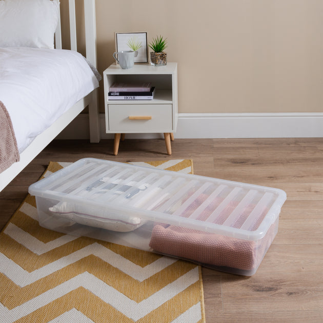 Wham Crystal 55L Underbed Plastic Storage Box with Lid