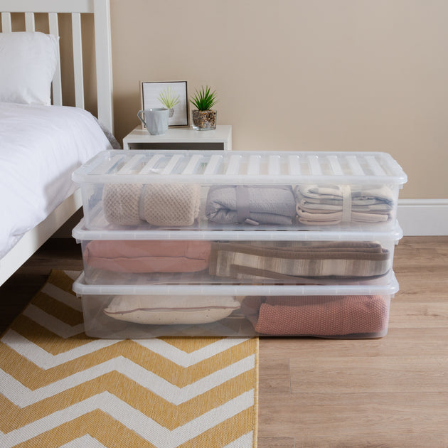 Wham Crystal 55L Underbed Plastic Storage Box with Lid