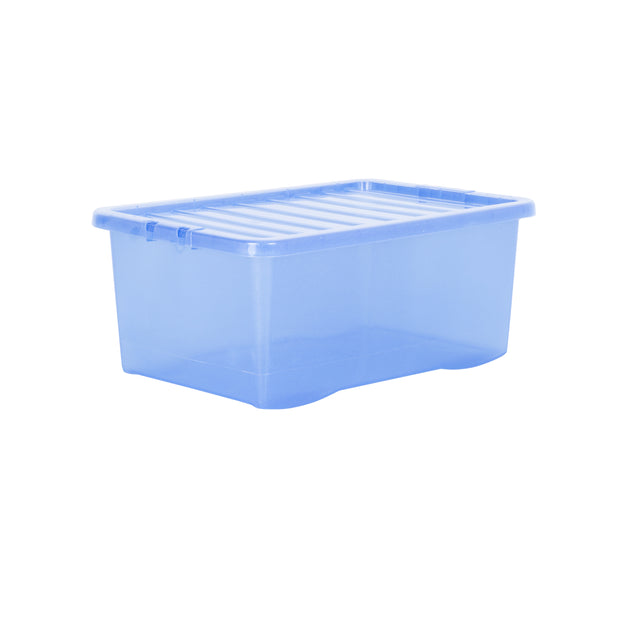 Wham Crystal Sparkle 45L Storage Box with Detachable Ribbed Lid Blue