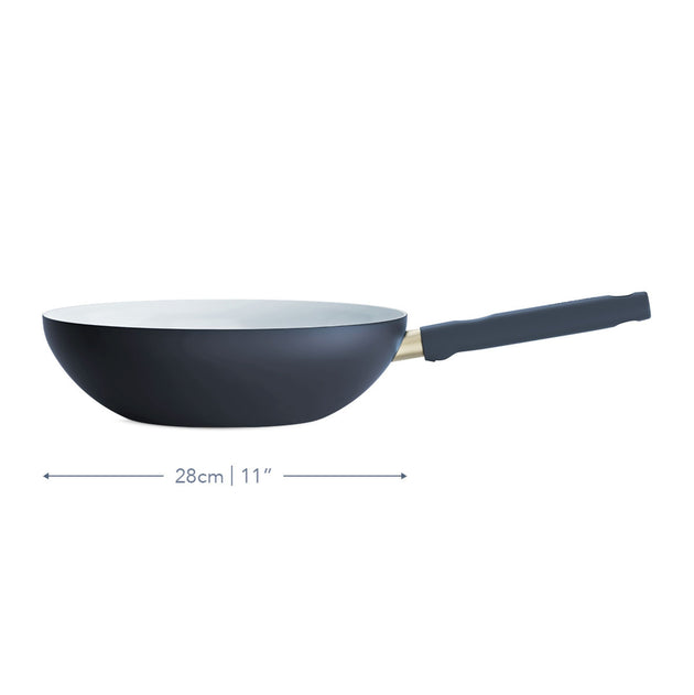 Prestige Ceramic 28cm Non-Stick Wok French Navy