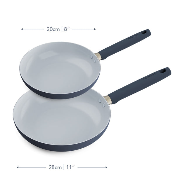 Prestige Ceramic 20cm & 28cm Non-Stick Frying Pan Twin Pack French Navy
