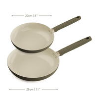 Prestige Ceramic 20cm & 28cm Non-Stick Frying Pan Twin Pack Urban Olive