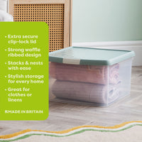 Wham Clip 25.5L Square Storage Box with Secure Clip-Lock Lid