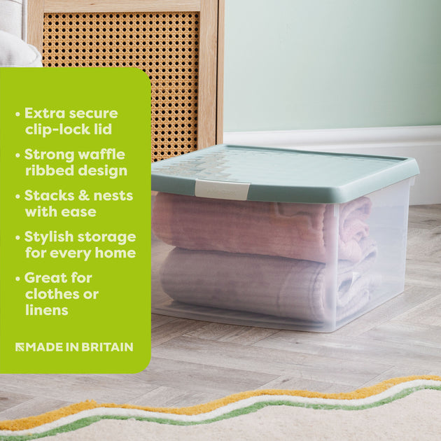 Wham Clip 25.5L Square Storage Box with Secure Clip-Lock Lid