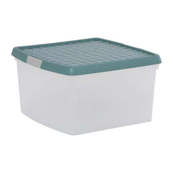 Wham Clip 25.5L Square Storage Box with Secure Clip-Lock Lid Green Milieu
