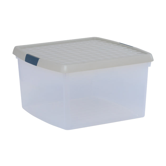 Wham Clip 25.5L Square Storage Box with Secure Clip-Lock Lid Stone