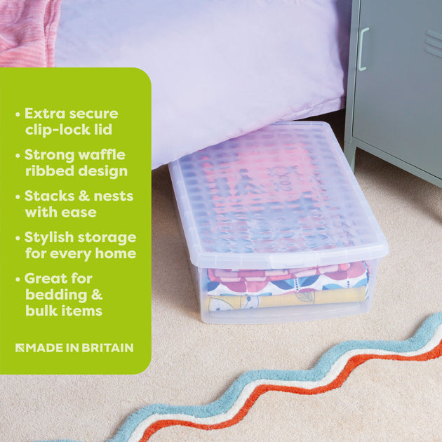 Wham Clip 30L Rectangular Storage Box with Secure Clip-Lock Lid