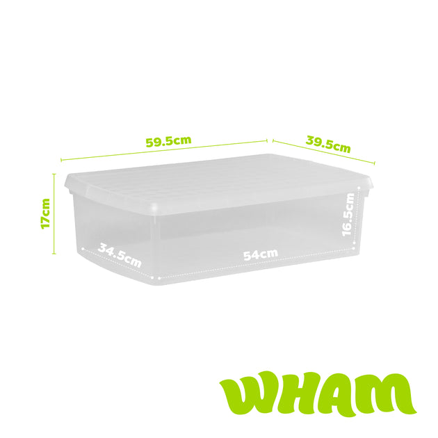 Wham Clip 30L Rectangular Storage Box with Secure Clip-Lock Lid