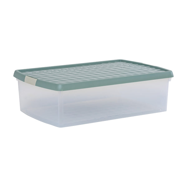 Wham Clip 30L Rectangular Storage Box with Secure Clip-Lock Lid Green Milieu
