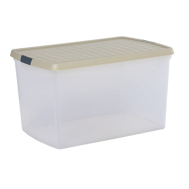 Wham Clip 62L Rectangular Storage Box with Secure Clip-Lock Lid Stone
