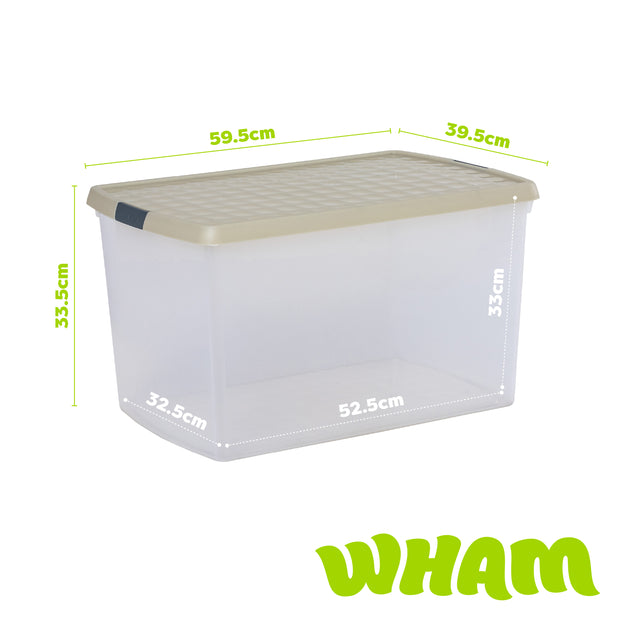 Wham Clip 62L Rectangular Storage Box with Secure Clip-Lock Lid