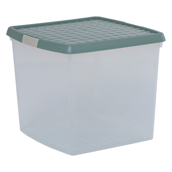 Wham Clip 37L Square Storage Box with Secure Clip-Lock Lid Green Milieu
