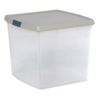 Wham Clip 37L Square Storage Box with Secure Clip-Lock Lid Stone