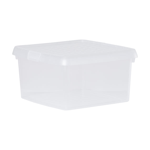 Wham Clip 9L Square Storage Box with Secure Clip-Lock Lid Clear