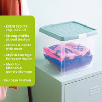 Wham Clip 14L Square Storage Box with Secure Clip-Lock Lid