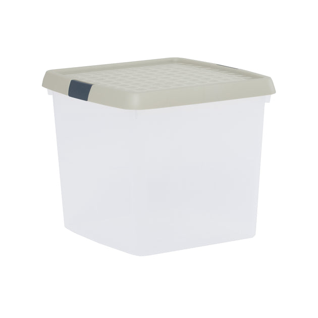 Wham Clip 14L Square Storage Box with Secure Clip-Lock Lid Stone