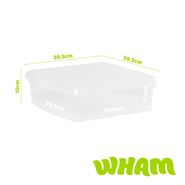 Wham Clip 13.2L Square Storage Box with Secure Clip-Lock Lid