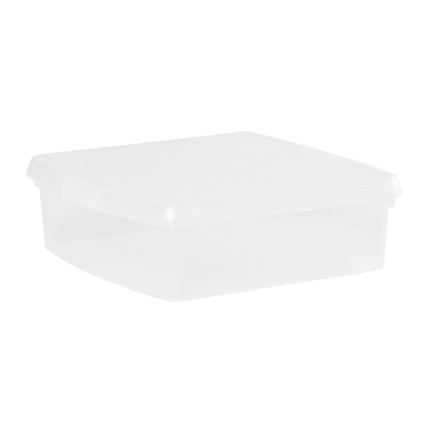 Wham Clip 13.2L Square Storage Box with Secure Clip-Lock Lid Clear