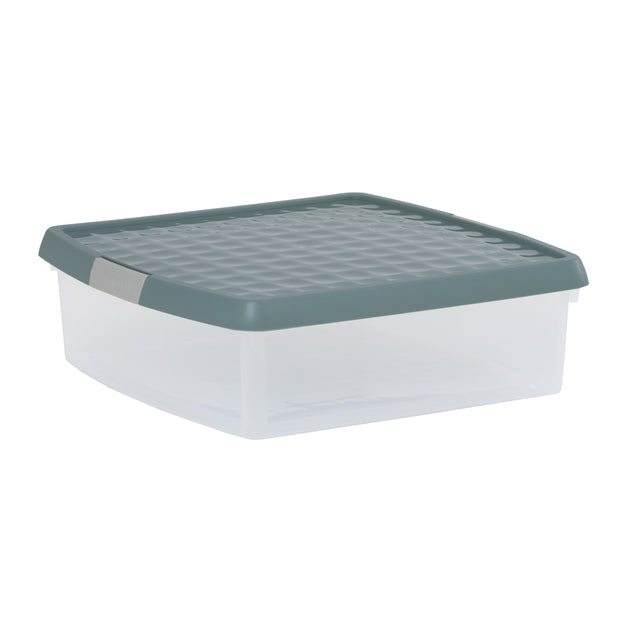 Wham Clip 13.2L Square Storage Box with Secure Clip-Lock Lid Green Milieu