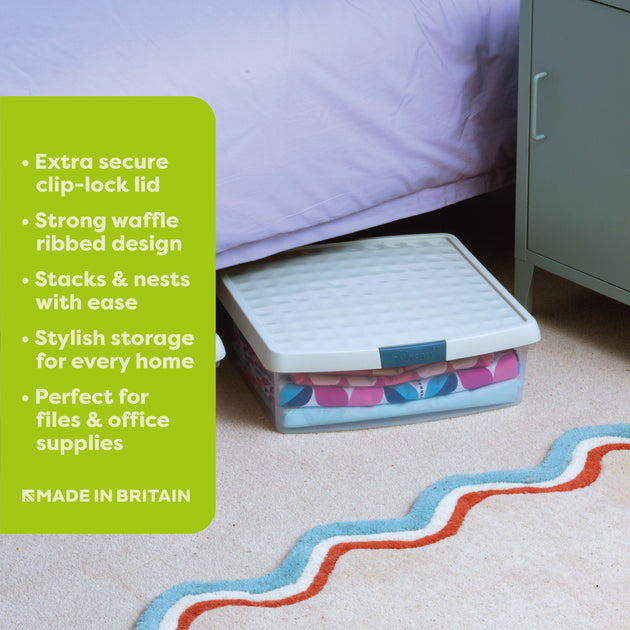 Wham Clip 13.2L Square Storage Box with Secure Clip-Lock Lid