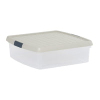 Wham Clip 13.2L Square Storage Box with Secure Clip-Lock Lid Stone