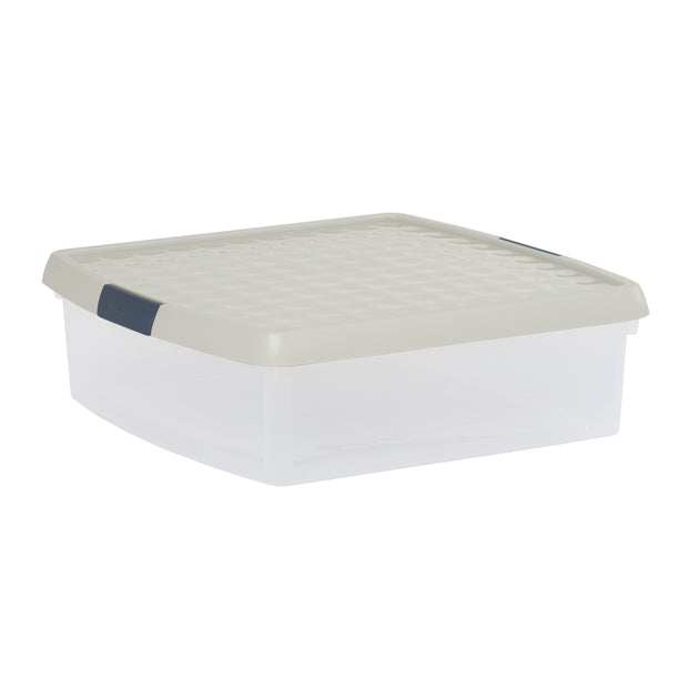 Wham Clip 13.2L Square Storage Box with Secure Clip-Lock Lid Stone