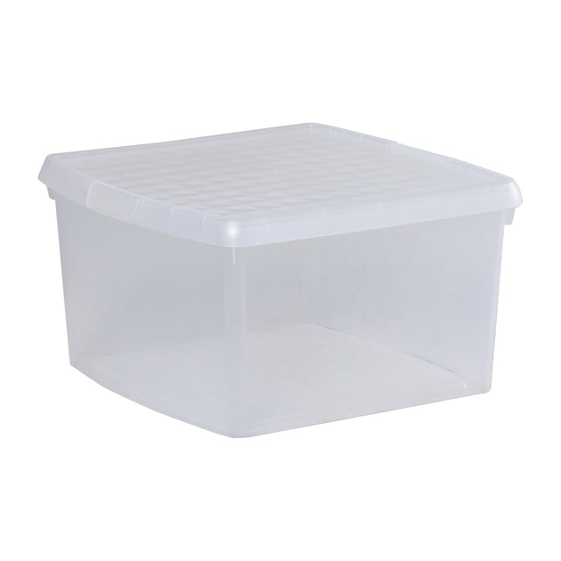 Wham Clip 25.5L Square Storage Box with Secure Clip-Lock Lid Clear