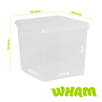 Wham Clip 37L Square Storage Box with Secure Clip-Lock Lid