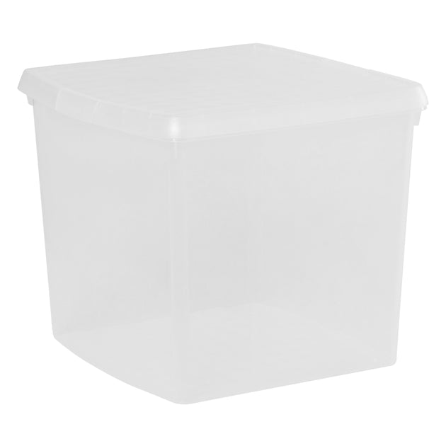 Wham Clip 37L Square Storage Box with Secure Clip-Lock Lid Clear