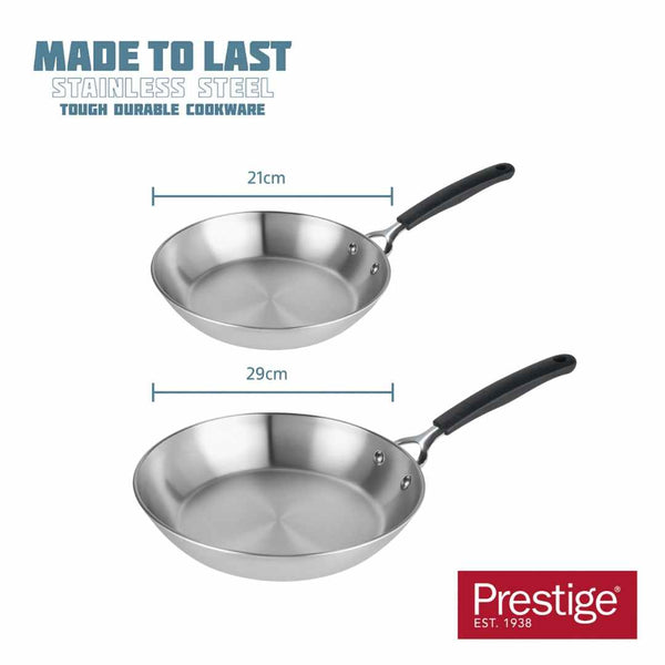 Prestige Made to Last 21cm & 29cm Stainless Steel Frypan Twin Pack