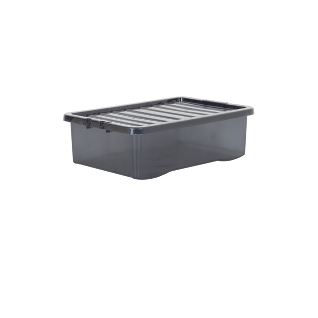 Wham Crystal 32L Underbed Plastic Storage Box with Lid Smoke