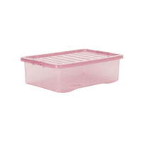 Wham Crystal 32L Underbed Plastic Storage Box with Lid Dusky Orchid