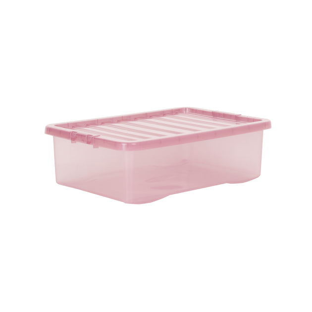 Wham Crystal 32L Underbed Plastic Storage Box with Lid Dusky Orchid