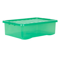Wham Crystal 32L Underbed Plastic Storage Box with Lid Leprechaun Green