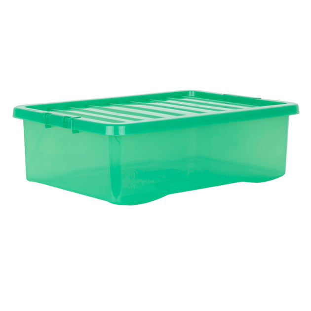Wham Crystal 32L Underbed Plastic Storage Box with Lid Leprechaun Green