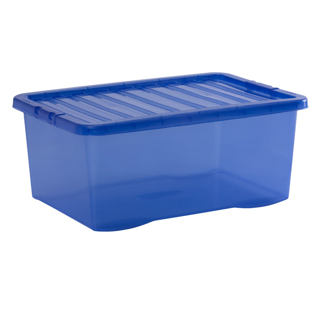 Wham Crystal 45L Storage Box with Detachable Ribbed Lid Spectrum Blue