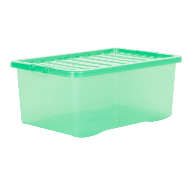 Wham Crystal 45L Storage Box with Detachable Ribbed Lid Leprechaun Green