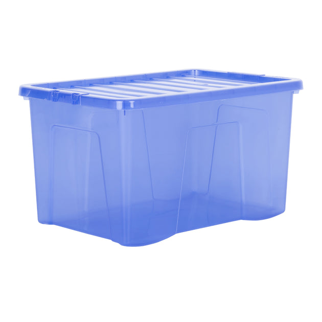 Wham Crystal 60L Storage Box with Detachable Ribbed Lid Spectrum Blue
